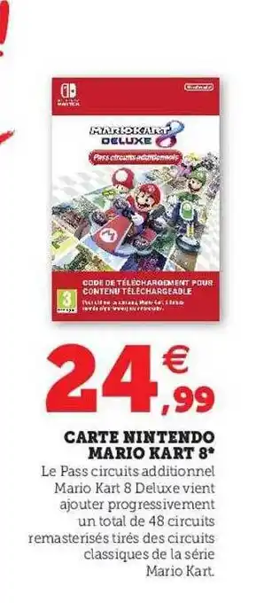 Hyper U Carte nintendo mario kart 8* offre