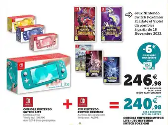 Hyper U Console nintendo switch lite, jeu nintendo switch pokémon offre