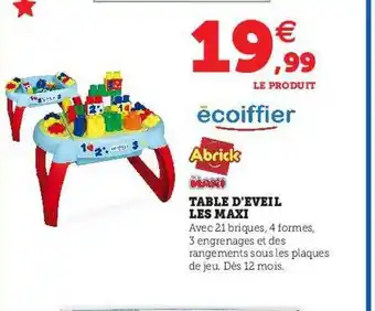 Hyper U Table d'éveil les maxi abrick écoiffier offre