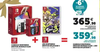 Hyper U Console nintendo switch-modèle oled, jeu nintendo switch splatoon 3 offre