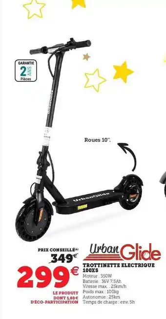 Hyper U Trottinette électrique 100xs urban glide offre