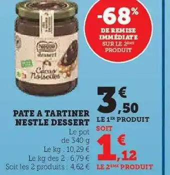 Hyper U Pâte à tartiner nestlé dessert offre