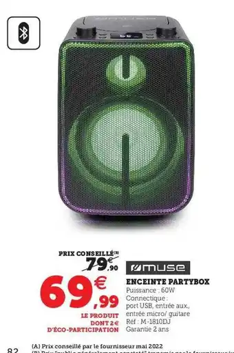 Hyper U Enceinte partybox muse offre