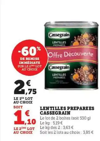 Hyper U Lentilles préparées cassegrain offre