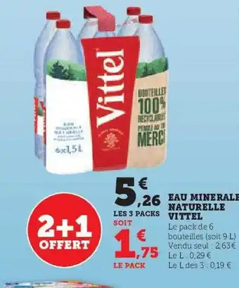 Hyper U Eau minérale naturelle vittel offre