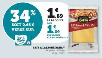 Hyper U Pâte à lasagne rana offre