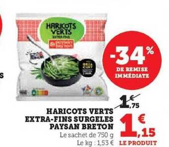 Hyper U Haricots verts extra-fins surgelés paysan breton offre