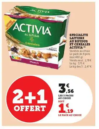 Spécialité laitière au bifidus et céréales activia