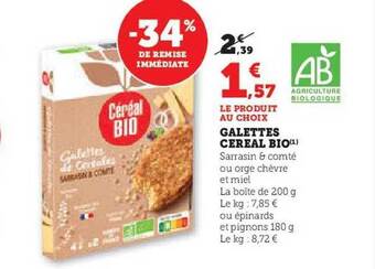 Hyper U Galettes céréal bio offre