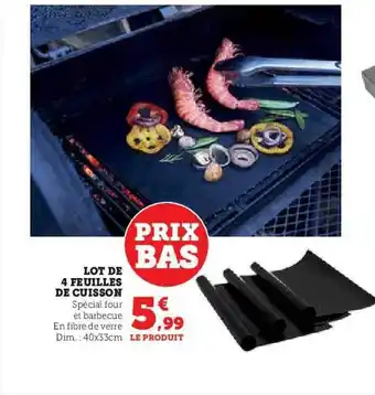 Hyper U Lot de 4 feuilles de cuisson offre