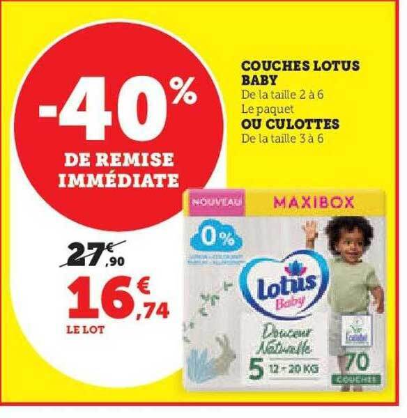 Promo Couches lotus baby ou culottes chez Hyper U