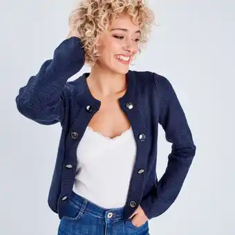 Cache Cache Gilet manches longues bleu marine femme offre