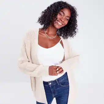 Cache Cache Gilet long avec col en v beige femme offre