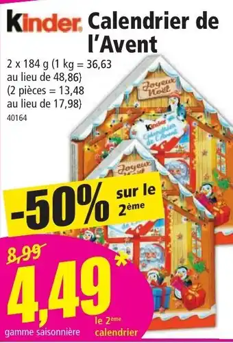 Norma Kinder Calendrier de l'Avent offre