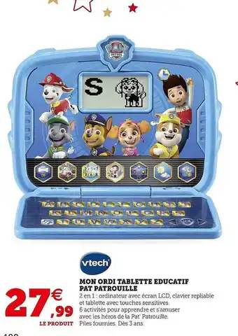 Mon ordi tablette éducatif pat patrouille vtech