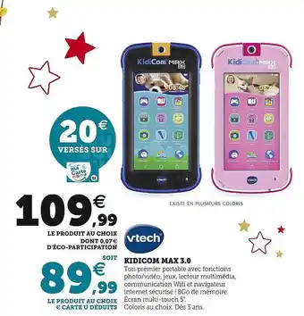 Hyper U Kidicom max 3.0 vtech offre