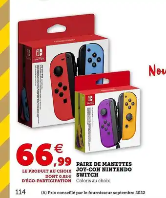 Hyper U Paire de manettes joy-con nintendo switch offre