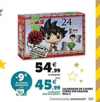 Hyper U Calendrier de l'avent funko pop dragon ball z offre