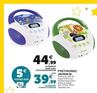 Hyper U Lecteur cd metronic offre