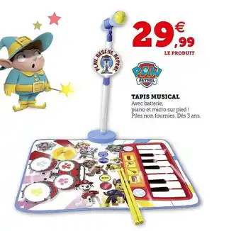 Hyper U Tapis musical paw patrol offre