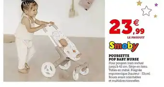 Hyper U Poussette pop baby nurse smoby offre