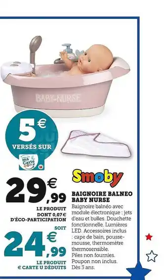 Baignoire balnéo baby nurse smoby