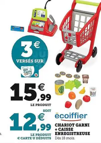 Hyper U Chariot garni + caisse enregistreuse écoiffier offre