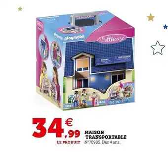Hyper U Maison transportable playmobil offre