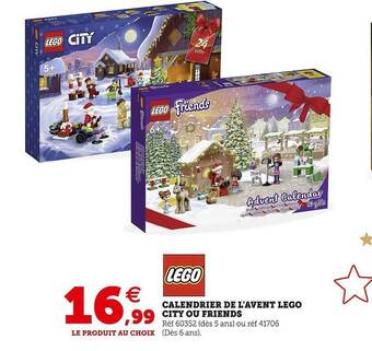 Hyper U Calendrier de l'avent lego city ou friends offre