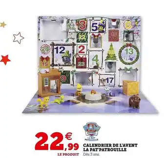 Calendrier de l'avent la pat' patrouille