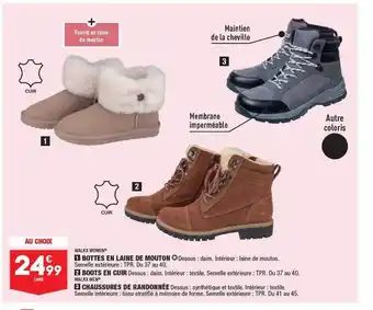ALDI Bottes en laine de mouton walkx women, boots en cuir walkx women, chaussures de randonnée walkx women offre