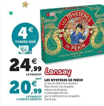 Hyper U Les mystères de pékin lansay offre