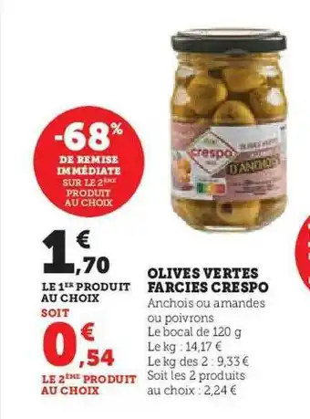 Olives vertes farcies crespo