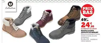 Hyper U Boots lacets adulte ou enfant u collection offre