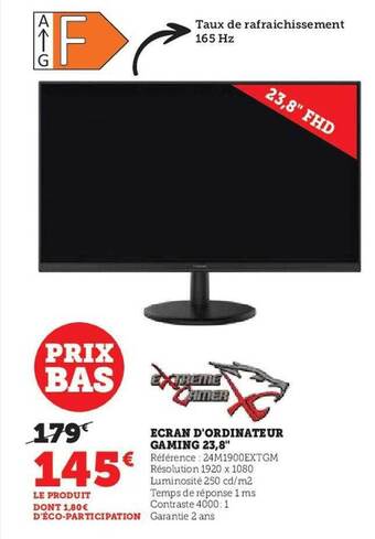 Hyper U Écran d'ordinateur gaming 23,8 offre