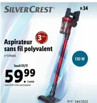 Lidl Aspirateur Sans fil Polyvalent offre