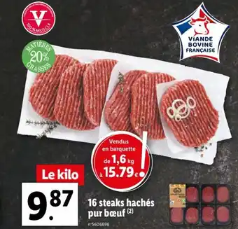 Lidl 16 Steaks Hachés pur Bœf offre