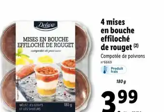 Lidl 4 Mises en Bouche Effiloché de Rouget offre