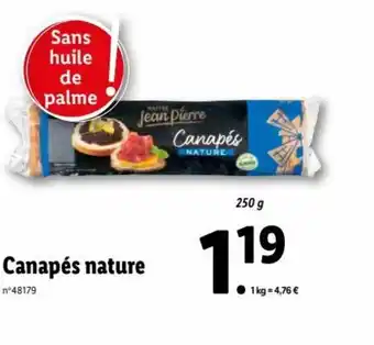 Lidl Canapés Nature offre