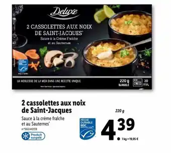 Lidl 2 Cassolettes aux Noix de Saint-Jacques offre