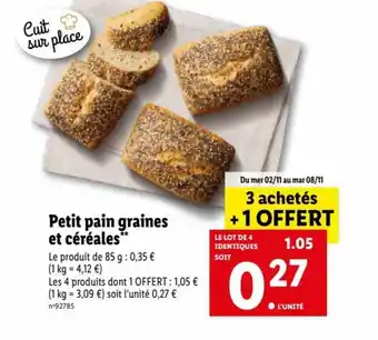 Lidl Petit Pain Graines et Céréales offre