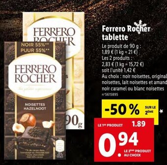 Lidl Ferrero Rocher Tablette offre