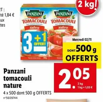 Lidl Panzani Tomacouli Nature offre