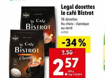 Lidl Legal Dosettes le Café Bistrot offre