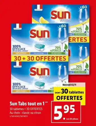 Lidl Sun Tabs Tout en 1 offre