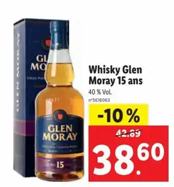 Lidl Whisky Glen Moray 15 ans offre
