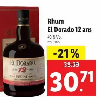 Lidl Rhum El Dorado 12 Ans offre
