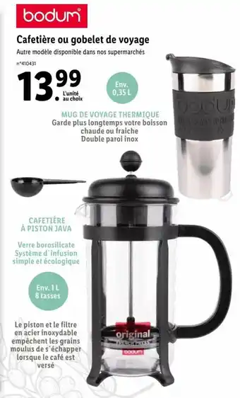 Lidl Cafetière Ou Gobelet de Voyage offre