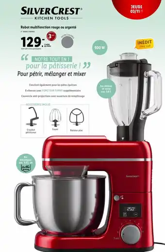 Lidl Robot Multifonction Rouge ou Argenté offre