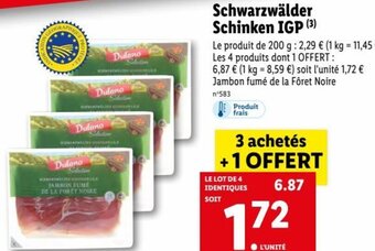 Lidl Schwarzwälder Schinken IGp offre